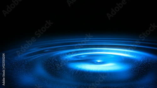 Blue glowing water ripples on a black background seamless loop