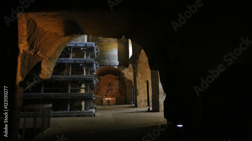 Catacombs,  Monolíthic church, Saint Emilion, France photo