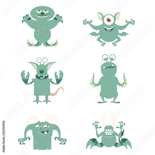 Set of flat moster icons10