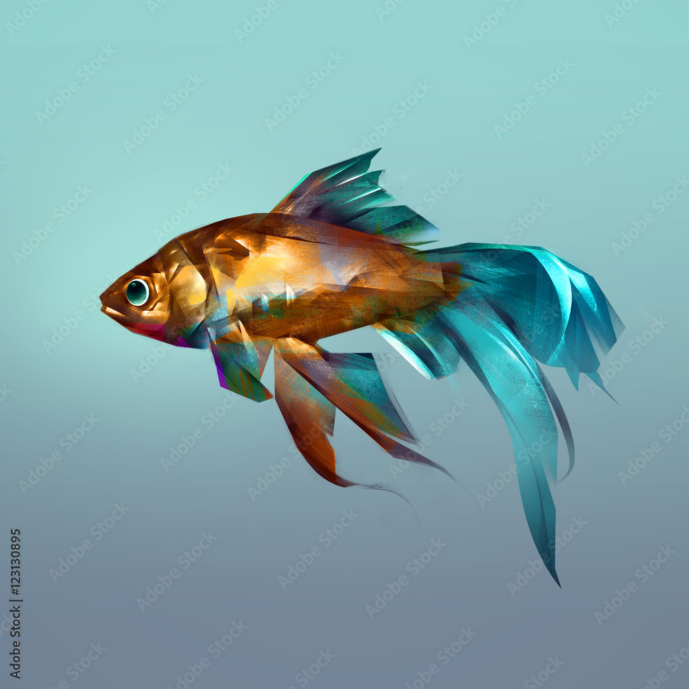 Fototapeta premium drawing a bright aquarium fish