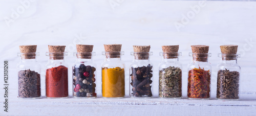 Spices in bottles