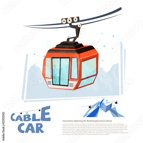 cablecar with typographic design - vector illustration