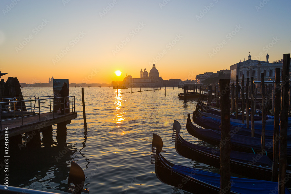 gondolas by San Marco square in Venice