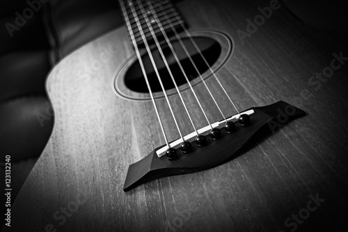 acoustic guitar, bw filter for music background