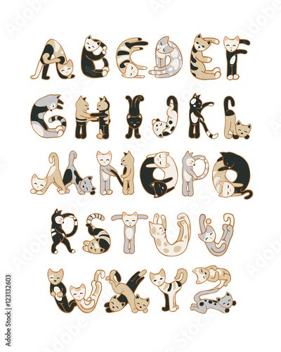 Alphabet letters of cats