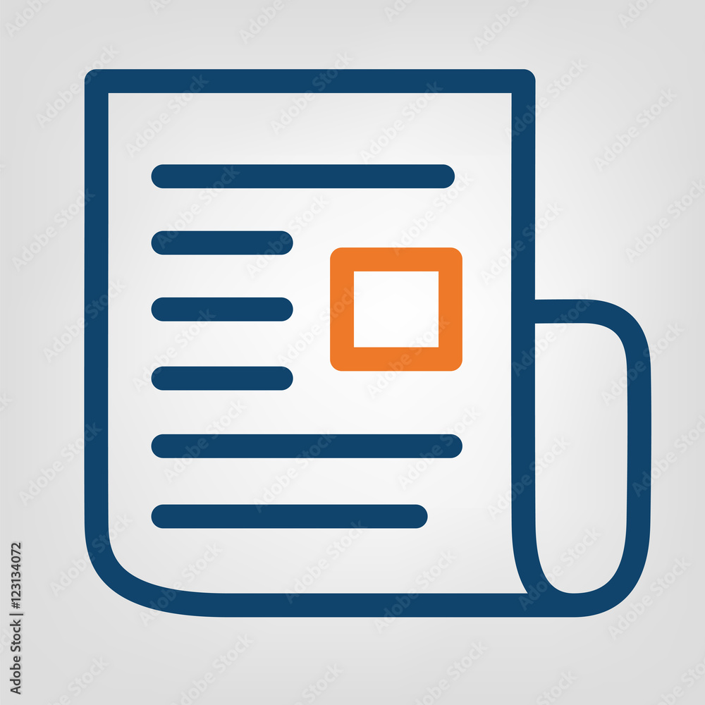 Flat line report icon. Laconic blue and orange lines on gray background. Isolated vector object Flat line report icon. Laconic blue and orange lines on gray background. Isolated vector object