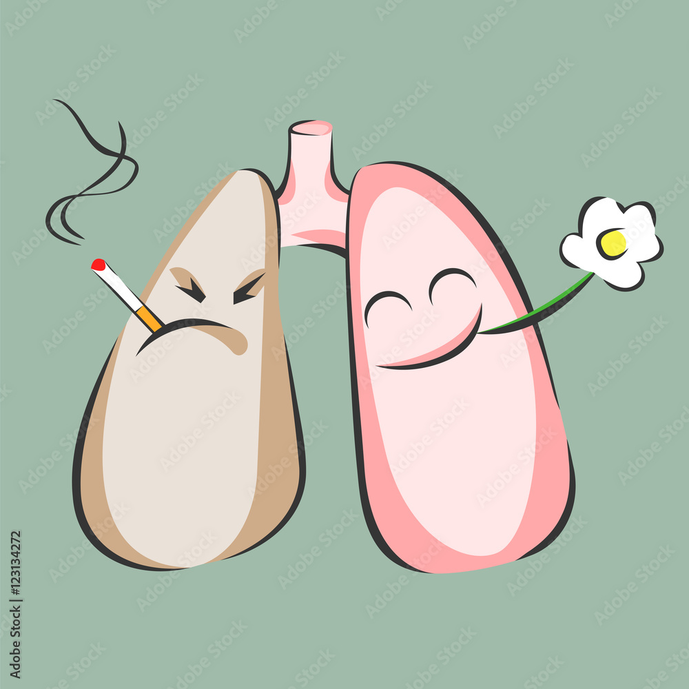 Smoking and healthy lungs. Danger of smoke. Positive and negative characters. Vector illustration Stock Vector | Adobe Stock Smoking and healthy lungs. Danger of smoke. Positive and negative characters. Vector illustration Stock Vector | Adobe Stock