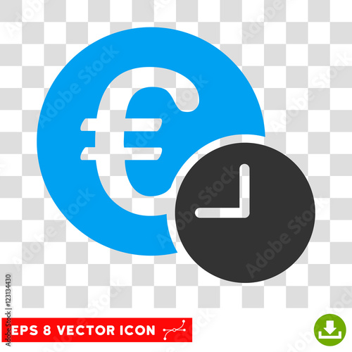 Vector Euro Credit EPS vector pictogram. Illustration style is flat iconic bicolor blue and gray symbol on a transparent background.