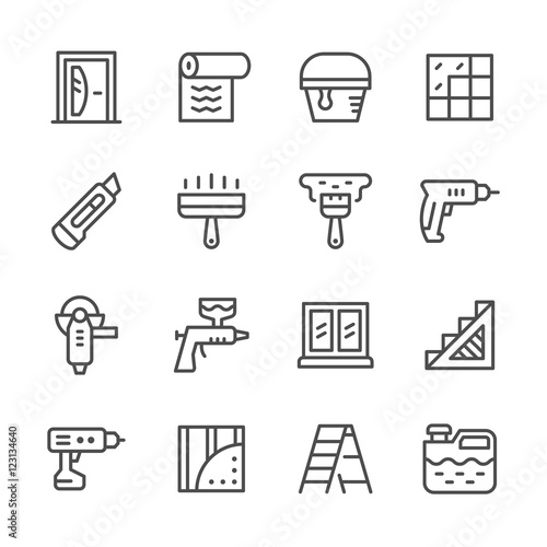 Set line icons of repair