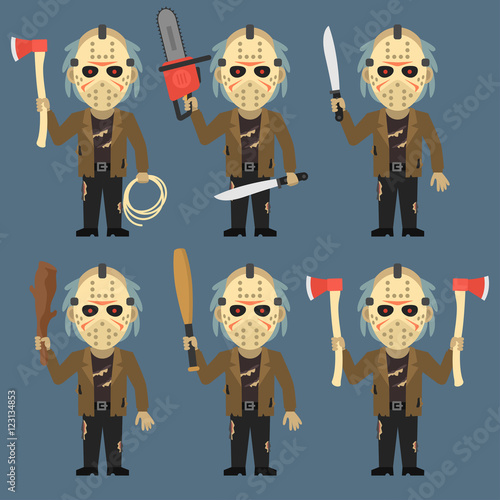 Maniac Holds Ax Bat Machete Chainsaw