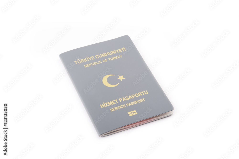 Turkish service passport isolated on white background. Turkish service passport isolated on white background.