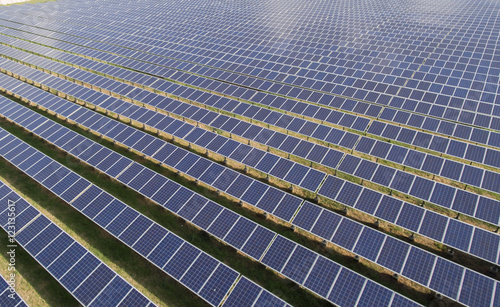 Rows of Solar panels in Solar Farm