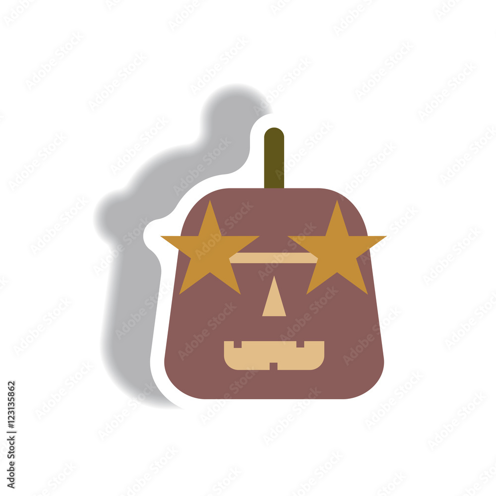 Obraz premium Vector illustration paper sticker Halloween icon pumpkin and Star Glasses