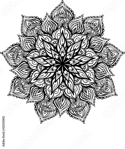 Vector Beautiful Handdrawn Mandala, Patterned Design Element