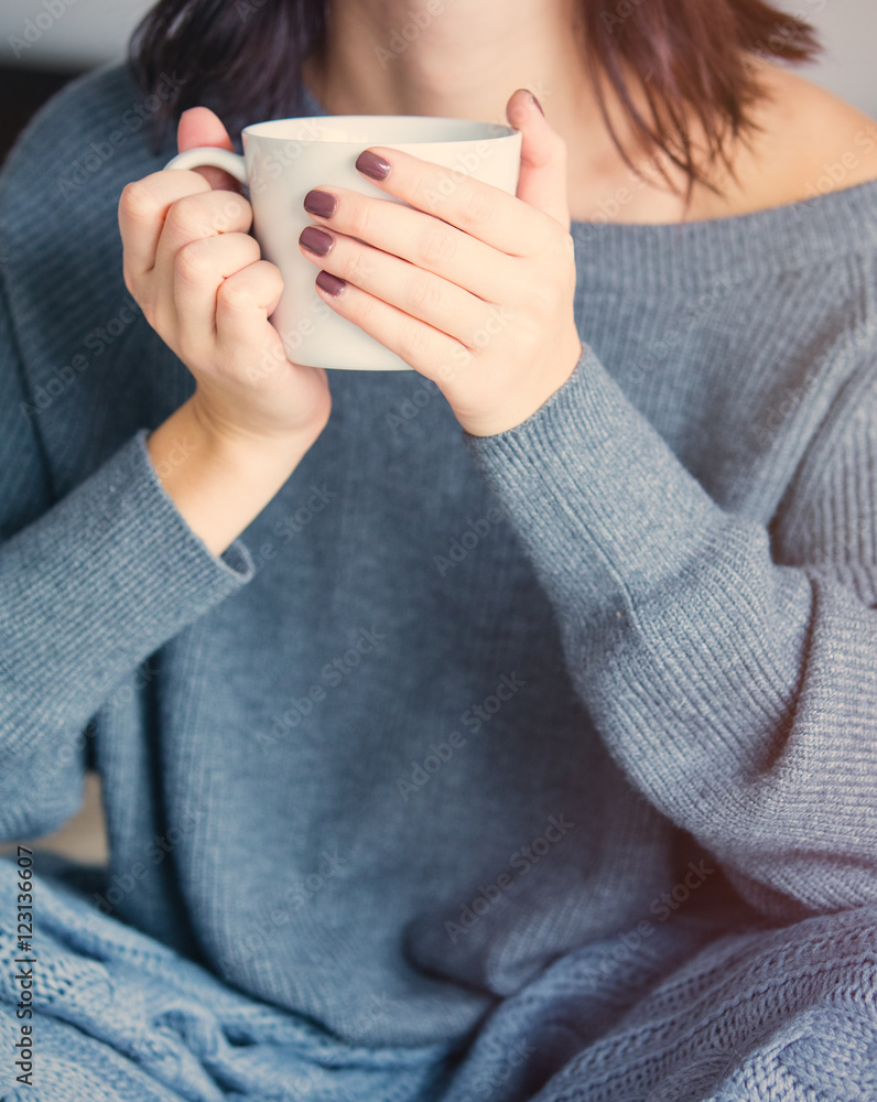 woman with of coffee or tea at home woman with of coffee or tea at home