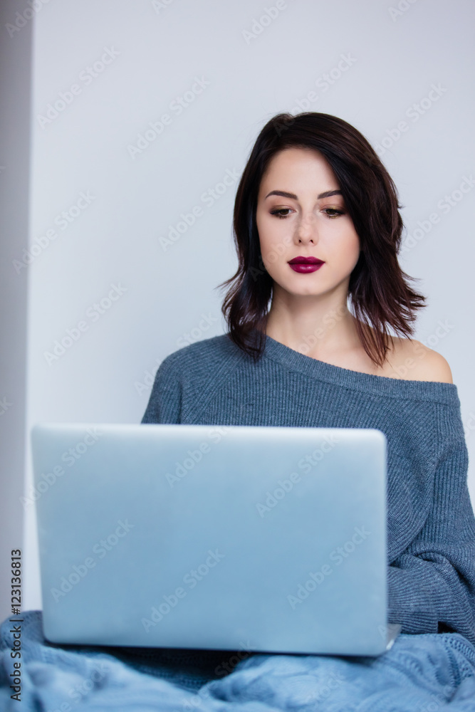woman with notebook working at home woman with notebook working at home