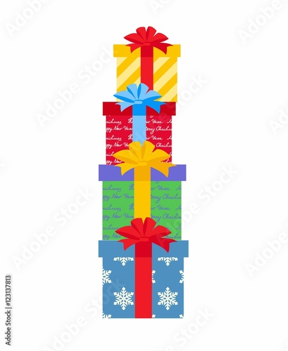 illustration decorative Christmas presents on a white background