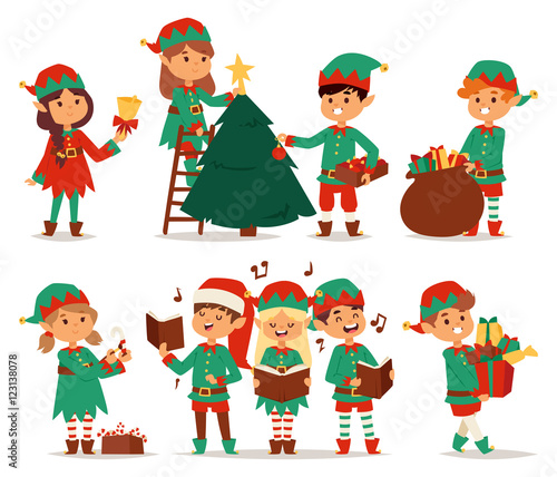 Santa Claus kids cartoon elf helpers photo