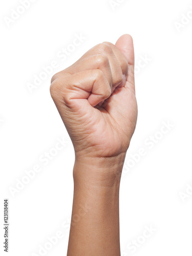 A human hand make fist , isolated on a white background