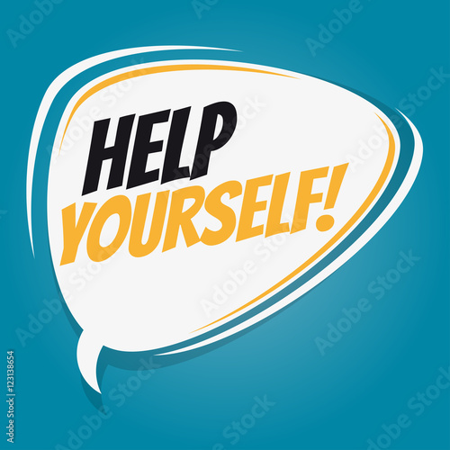 help yourself retro cartoon balloon
