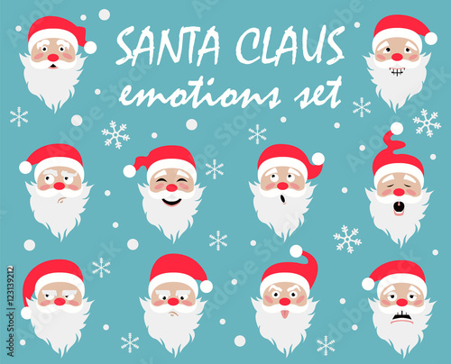 Santa Claus character. Emotions icon set. Merry Christmas