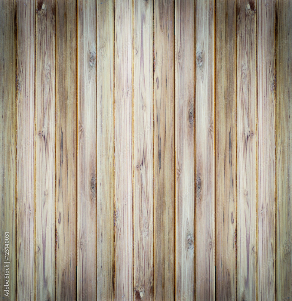 Fototapeta premium Teak wood plank texture background.