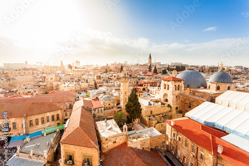 Fotografia Old City of Jerusalem with the aerial view