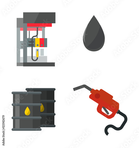 Gas oil station vector set.
