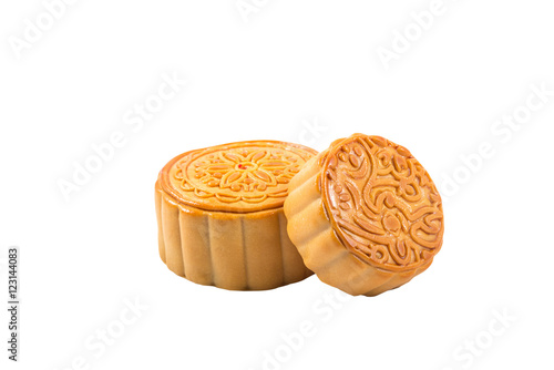 Mid-Autumn Festival moon cake on white background