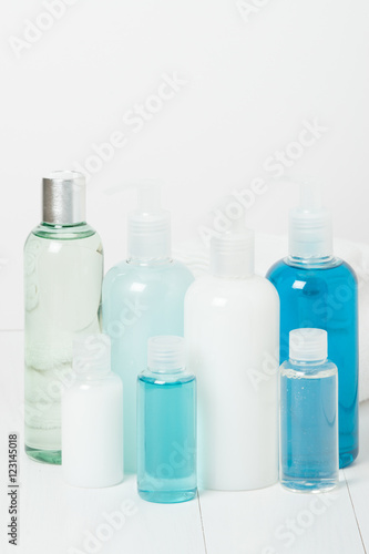 Shampoo, Liquid Soap, Shower Gel. Toiletries.