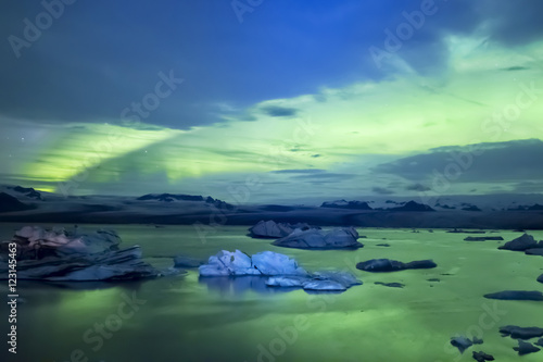 Aurora Borealis beautiful northern light in the clear night sky, Iceland