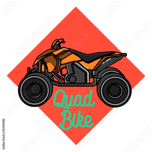 Color vintage quad bike emblem