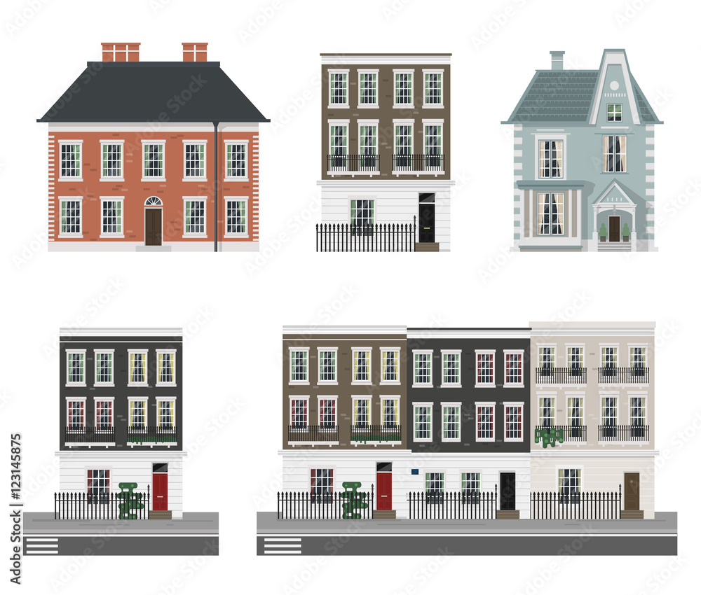 Victorian buildings set Victorian buildings set