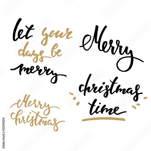 Winter lettering christmas time golden