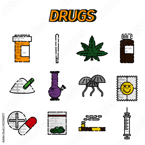 Narcotic drugs flat icon