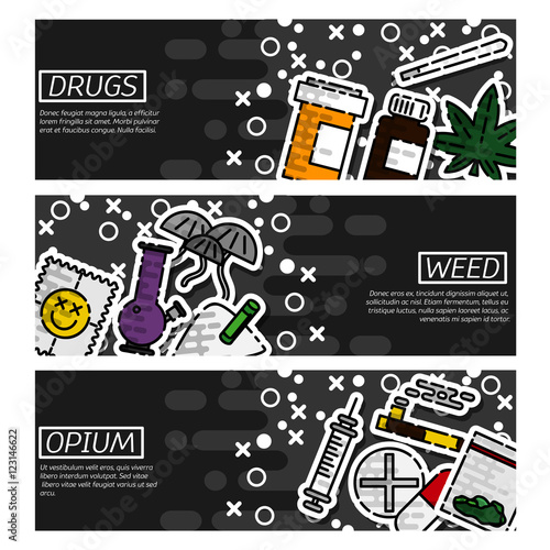 Set of Horizontal Banners about drugs