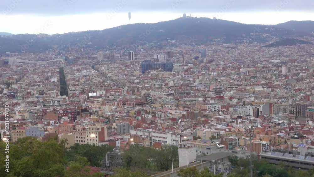 The city of Barcelona - aerial view from Montjuic The city of Barcelona - aerial view from Montjuic