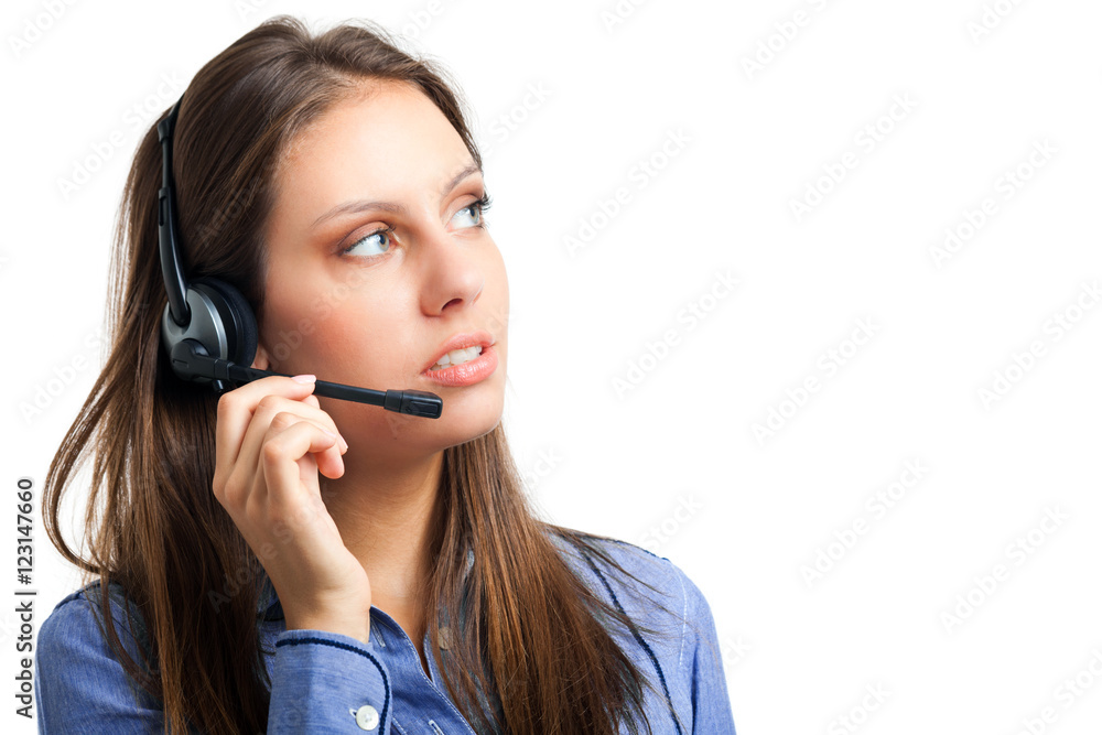 Friendly female call center operator Friendly female call center operator