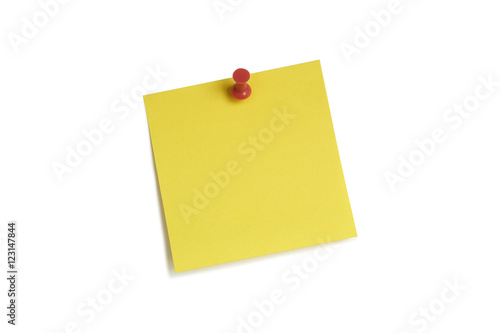 Sticky note with push pin
