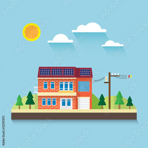 the house with solar rooftop