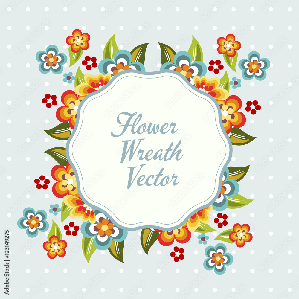 blue flower wreath vector