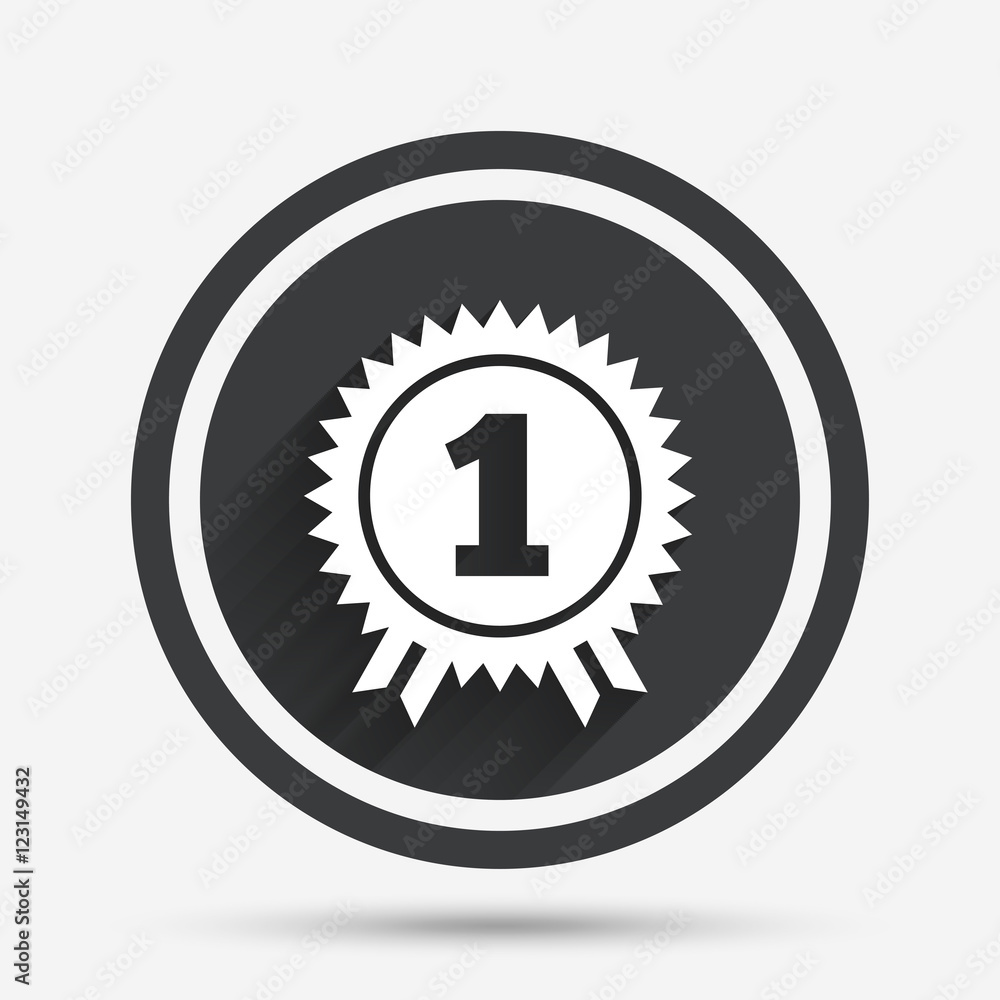First place award sign icon. Prize for winner. First place award sign icon. Prize for winner.
