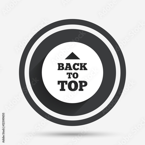 Back to top arrow sign icon. Scroll up symbol.