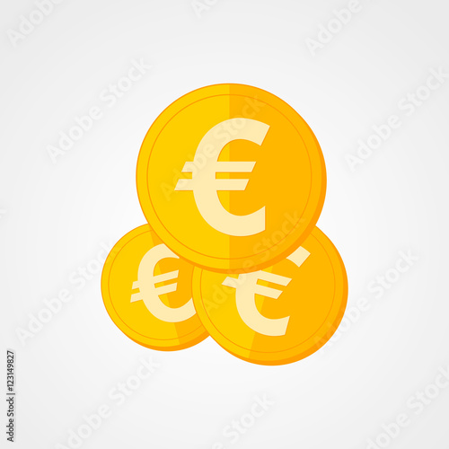 Gold euro icon. Vector illustration.