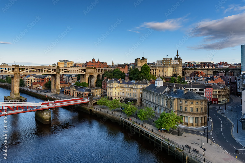 Quayside and bridges on the Tyne England UK - obrazy, fototapety, plakaty 