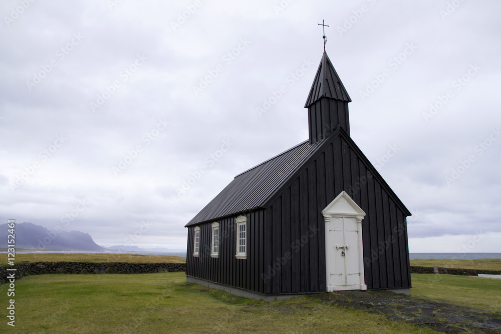 Isolated church in Budir, Snaefellsnes Peninsula, West Iceland