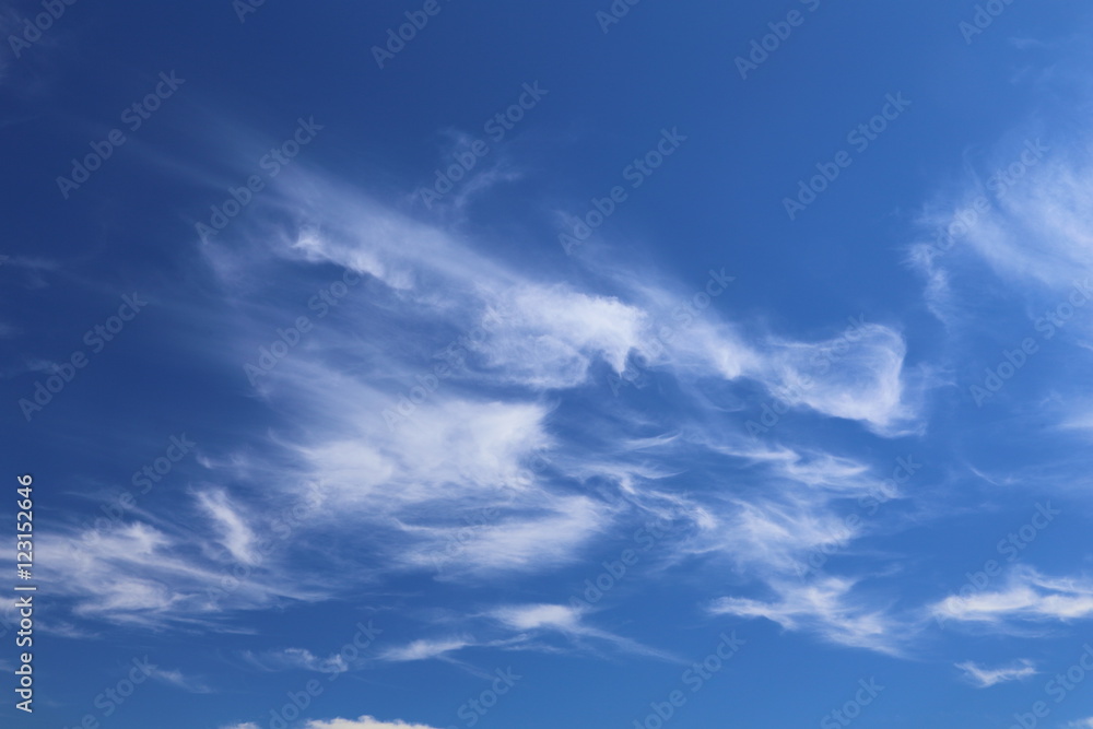 Clouds on a blue sky in harvest
