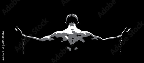 A free man, without the shackles on a black background