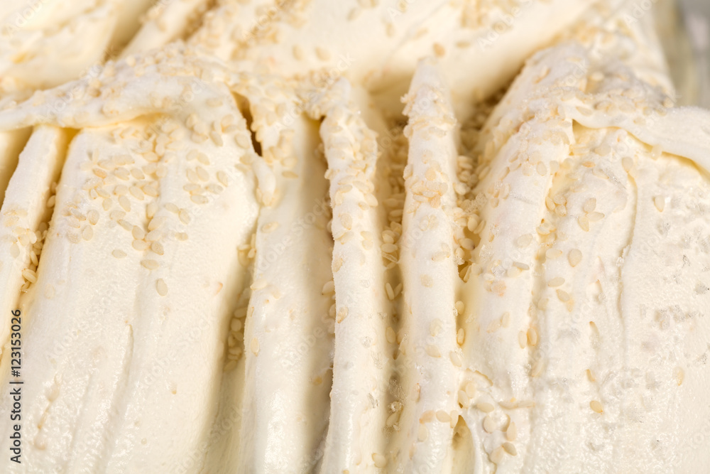 Fototapeta premium Delicious vanilla ice-cream with nuts.