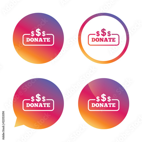 Donate sign icon. Dollar usd symbol.